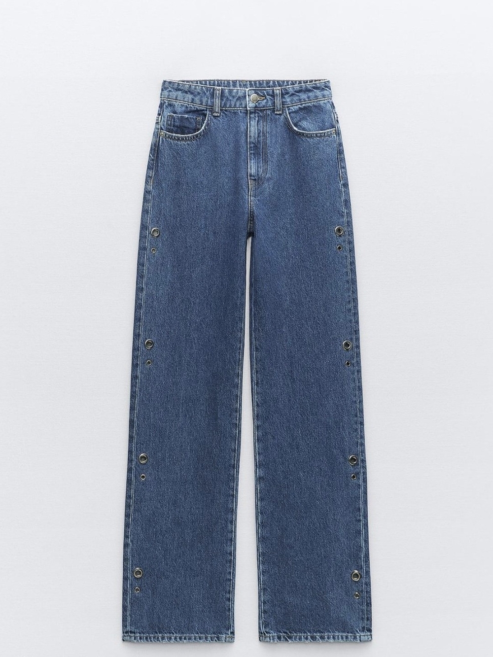 Zara High-Rise Wide-Leg Jeans - Blue Full Length